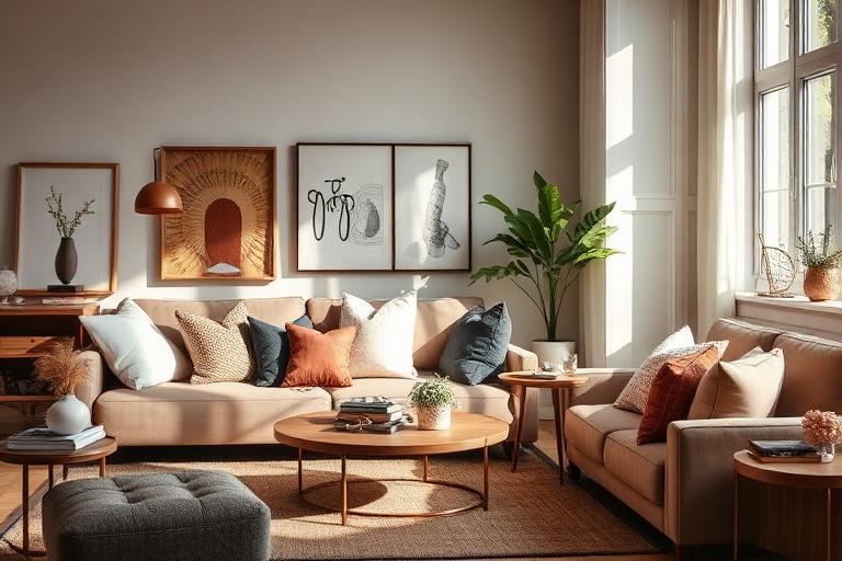 Interior designer styling a modern living room