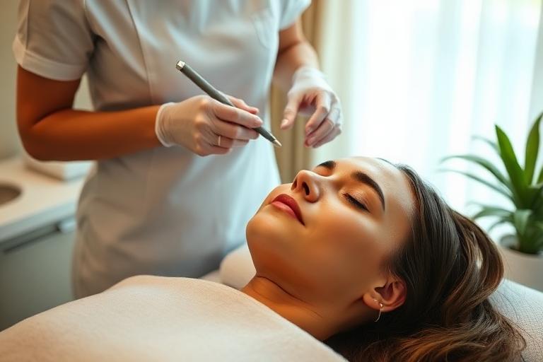 Med spa esthetician performing a facial treatment